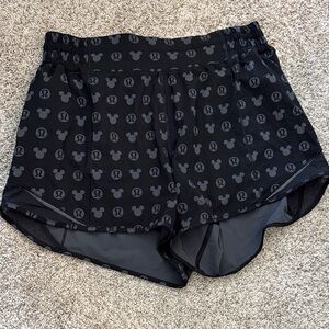 lululemon athletica Black Mickey Pattern Running Shorts